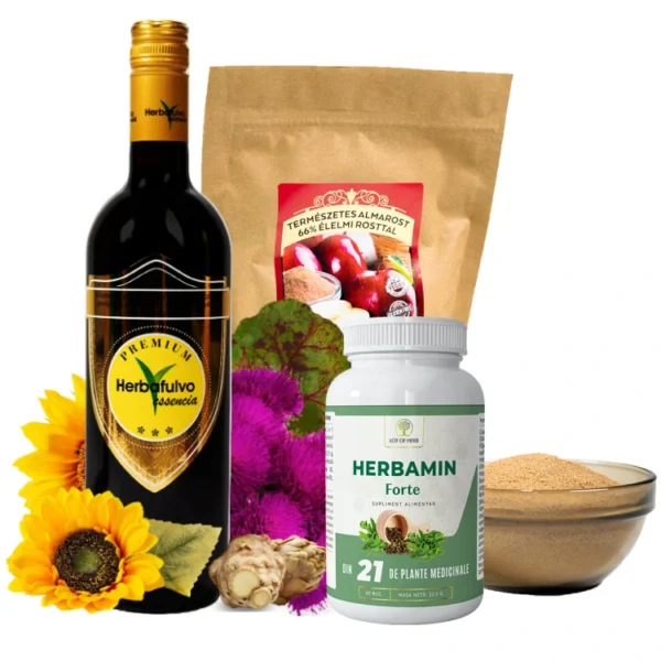 Pachet pentru sistemul digestiv 1 (Herbafulvo Essencia Premium, Herbamin Forte, Fibră de măr 250g)